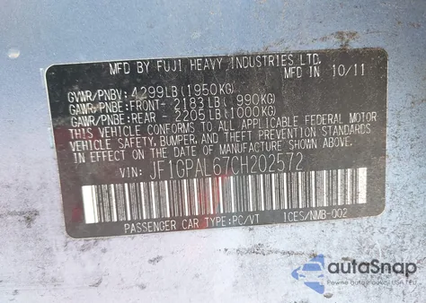 2012 Subaru Impreza 2.0I Sport Premium z USA, uszkodzony, nr VIN JF1GPAL67CH202572